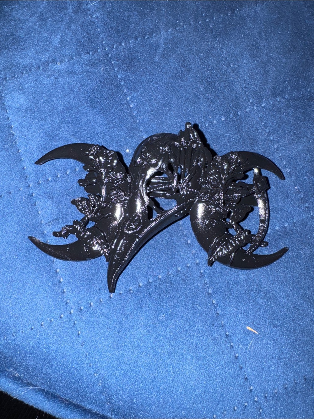 Gothic Triple Crescent Raven Skull Hair Clip